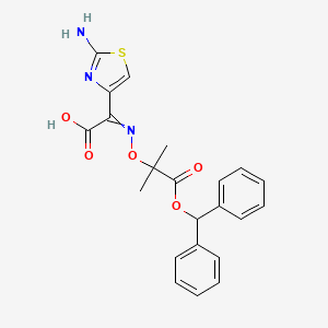 molecular formula C22H21N3O5S B8425374 2-(2-Amino-4-thiazolyl)-2-(1-diphenylmethoxycarbonyl-1-methylethoxy)iminoacetic acid CAS No. 77497-47-3