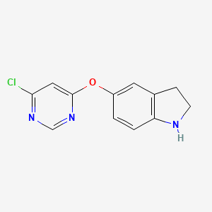 molecular formula C12H10ClN3O B8425532 5-(6-chloro-pyrimidin-4-yloxy)-2,3-dihydro-1H-indole 