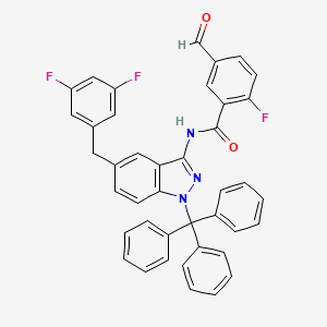 molecular formula C41H28F3N3O2 B8425875 N-[5-(3,5-Difluoro-benzyl)-1-trityl-1H-indazol-3-yl]-2-fluoro-5-formyl-benzamide 