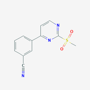 molecular formula C12H9N3O2S B8425876 4-(3-Cyanophenyl)-2-methylsulfonylpyrimidine 