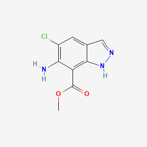 molecular formula C9H8ClN3O2 B8426017 6-amino-5-chloro-1H-indazole-7-carboxylic acid methyl ester 