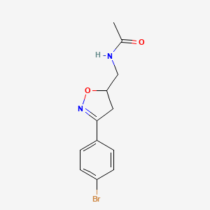 molecular formula C12H13BrN2O2 B8426079 N-[[4,5-dihydro-3-[4-bromophenyl]-5-isoxazolyl]methyl]acetamide 