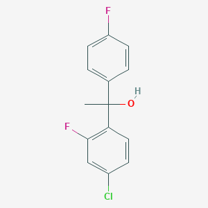 molecular formula C14H11ClF2O B8426106 1-(4-Chloro-2-fluorophenyl)-1-(4-fluorophenyl)ethanol 