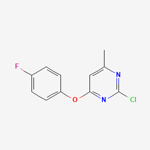 molecular formula C11H8ClFN2O B8426137 2-Chloro-4-(4-fluoro-phenoxy)-6-methyl-pyrimidine 