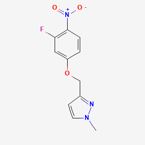 molecular formula C11H10FN3O3 B8426258 3-((3-Fluoro-4-nitrophenoxy)methyl)-1-methyl-1H-pyrazole 