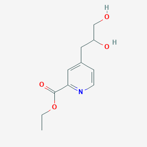 molecular formula C11H15NO4 B8426314 Ethyl 4-(2,3-dihydroxypropyl)pyridin-2-carboxylate 