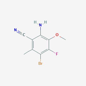 molecular formula C9H8BrFN2O B8426332 2-Amino-5-bromo-4-fluoro-3-methoxy-6-methylbenzonitrile 