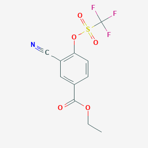 molecular formula C11H8F3NO5S B8426492 Ethyl 3-cyano-4-trifluoromethanesulfonyloxybenzoate 