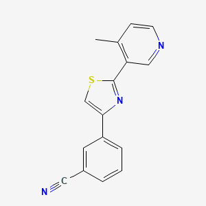 molecular formula C16H11N3S B8426520 3-{2-[4-Methylpyridin-3-yl]-1,3-thiazol-4-yl}benzonitrile 