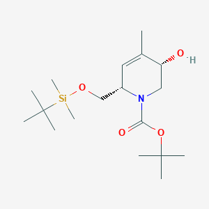 molecular formula C18H35NO4Si B8426654 (2S,5S)-tert-butyl 2-((tert-butyldimethylsilyloxy)methyl)-5-hydroxy-4-methyl-5,6-dihydropyridine-1(2H)-carboxylate 