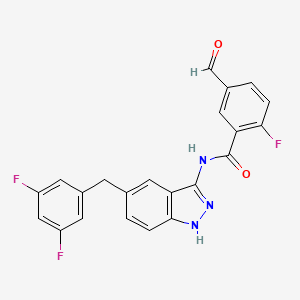 molecular formula C22H14F3N3O2 B8426740 N-[5-(3,5-Difluoro-benzyl)-1H-indazol-3-yl]-2-fluoro-5-formyl-benzamide 