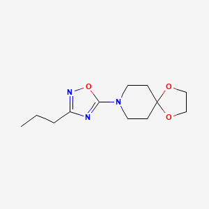molecular formula C12H19N3O3 B8426765 8-(3-Propyl-[1,2,4]oxadiazol-5-yl)-1,4-dioxa-8-aza-spiro[4.5]decane 