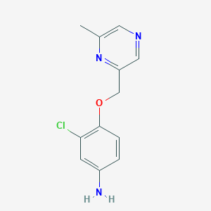 molecular formula C12H12ClN3O B8426849 3-Chloro-4-(6-methyl-pyrazin-2-ylmethoxy)-phenylamine 