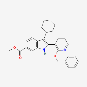 molecular formula C28H28N2O3 B8426961 Methyl 2-(2-(benzyloxy)pyridin-3-yl)-3-cyclohexyl-1H-indole-6-carboxylate 