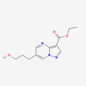 molecular formula C12H15N3O3 B8426964 6-(3-Hydroxy-propyl)-pyrazolo[1,5-a]pyrimidine-3-carboxylic acid ethyl ester 