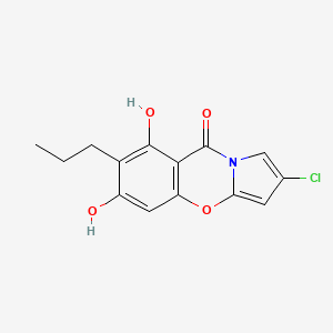 molecular formula C14H12ClNO4 B8427053 2-chloro-6,8-dihydroxy-7-propyl-9H-pyrrolo [2,1-b][1,3]benzoxazin-9-one 