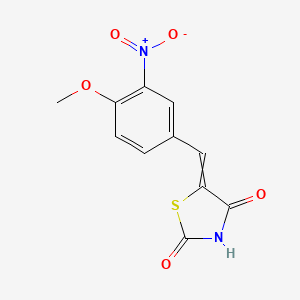 molecular formula C11H8N2O5S B8427135 5-[(4-Methoxy-3-nitrophenyl)methylidene]thiazolidine-2,4-dione 