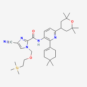molecular formula C33H49N5O3Si B8427178 4-Cyano-N-(2-(4,4-dimethylcyclohex-1-en-1-yl)-6-(2,2,6,6-tetramethyltetrahydro-2H-pyran-4-yl)pyridin-3-yl)-1-((2-(trimethylsilyl)ethoxy)methyl)-1H-imidazole-2-carboxamide 