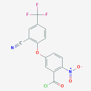 molecular formula C15H6ClF3N2O4 B8427217 5-[2-Cyano-4-(trifluoromethyl)phenoxy]-2-nitrobenzoyl chloride CAS No. 87026-95-7