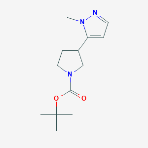 molecular formula C13H21N3O2 B8427252 tert-Butyl 3-(1-methyl-1H-pyrazol-5-yl)pyrrolidine-1-carboxylate 
