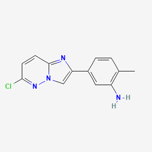 molecular formula C13H11ClN4 B8427257 5-(6-Chloroimidazo[2,1-f]pyridazin-2-yl)-2-methyl-aniline 