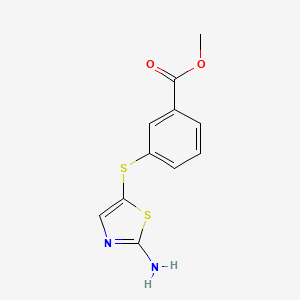 molecular formula C11H10N2O2S2 B8427283 2-Amino-5-[(3-carbomethoxyphenyl)thio]thiazole 