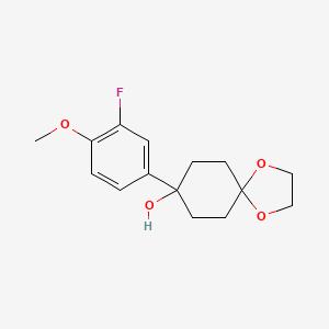 molecular formula C15H19FO4 B8427395 8-(3-Fluoro-4-methoxy-phenyl)-1,4-dioxa-spiro[4.5]decan-8-ol 