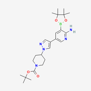 molecular formula C24H36BN5O4 B8427451 tert-Butyl 4-{4-[6-amino-5-(4,4,5,5-tetramethyl-1,3,2-dioxaborolan-2-yl)pyridin-3-yl]-1H-pyrazol-1-yl}piperidine-1-carboxylate CAS No. 1175270-50-4