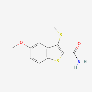 molecular formula C11H11NO2S2 B8427500 5-Methoxy-3-(methylthio)benzo[b]thiophene-2-carboxamide 