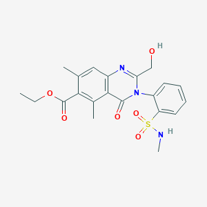 molecular formula C21H23N3O6S B8427603 2-Hydroxymethyl-5,7-dimethyl-3-(2-methylsulfamoyl-phenyl)-4-oxo-3,4-dihydro-quinazoline-6-carboxylic acid ethyl ester 