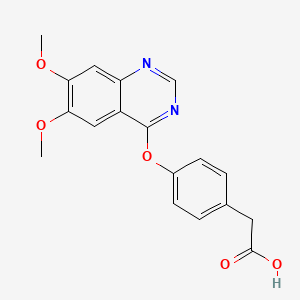 molecular formula C18H16N2O5 B8427679 2-[4-(6,7-Dimethoxyquinazolin-4-yloxy)phenyl]acetic acid 