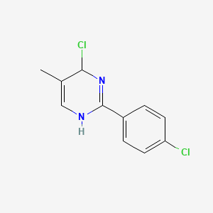 molecular formula C11H10Cl2N2 B8427709 6-Chloro-2-(4-chloro-phenyl)-5-methyl-1,6-dihydro-pyrimidine CAS No. 1262512-84-4