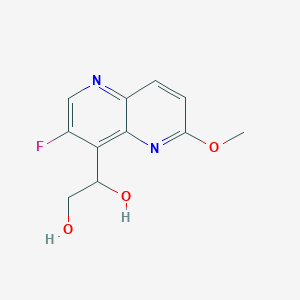 molecular formula C11H11FN2O3 B8427906 1-[3-Fluoro-6-(methoxy)-1,5-naphthyridin-4-yl]-1,2-ethanediol 