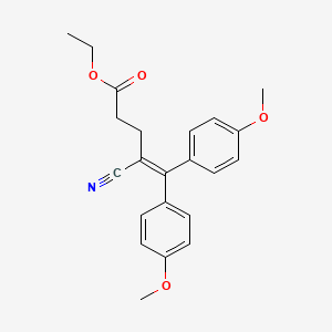 molecular formula C22H23NO4 B8427919 4-Pentenoic acid, 4-cyano-5,5-bis(4-methoxyphenyl)-, ethyl ester CAS No. 115499-63-3