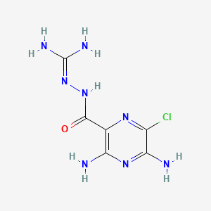 molecular formula C6H9ClN8O B8428054 Pyrazinecarboxylic acid, 3,5-diamino-6-chloro-, 2-(aminoiminomethyl)hydrazide CAS No. 1458-11-3