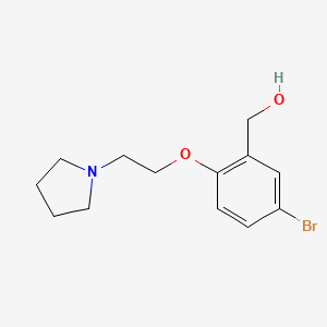 molecular formula C13H18BrNO2 B8428091 1-[2-(2-Hydroxymethyl-4-bromophenoxy)ethyl]pyrrolidine 