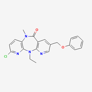 molecular formula C21H19ClN4O2 B8428210 5-Chloro-2-ethyl-9-methyl-13-(phenoxymethyl)-2,4,9,15-tetraazatricyclo[9.4.0.0^{3,8}]pentadeca-1(11),3,5,7,12,14-hexaen-10-one 