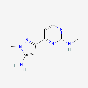 molecular formula C9H12N6 B8428274 4-(5-amino-1-methyl-1H-pyrazol-3-yl)-N-methylpyrimidin-2-amine 