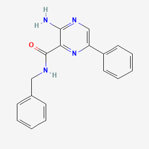 molecular formula C18H16N4O B8428275 3-amino-6-phenyl-N-(phenylmethyl)pyrazine-2-carboxamide 
