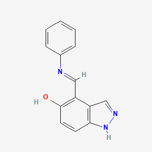 molecular formula C14H11N3O B8428291 5-hydroxy-4-(N-phenyliminomethyl)-1H-indazole 