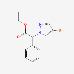 molecular formula C13H13BrN2O2 B8428361 Ethyl 2-(4-bromo-1H-pyrazol-1-yl)-2-phenylacetate 
