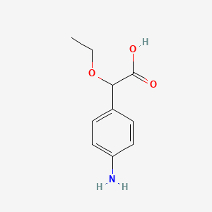 molecular formula C10H13NO3 B8428505 (+/-)-2-Ethoxy-2-(4'-aminophenyl)-acetic acid 