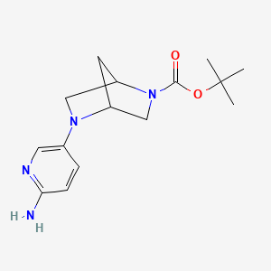 molecular formula C15H22N4O2 B8428586 Tert-butyl 5-(6-aminopyridin-3-yl)-2,5-diazabicyclo[2.2.1]heptane-2-carboxylate 