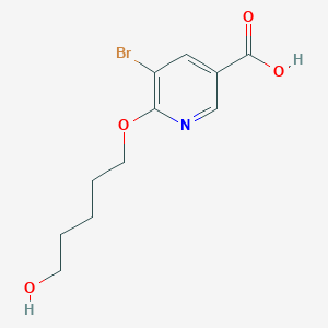 molecular formula C11H14BrNO4 B8428600 5-Bromo-6-(5-hydroxy-pentyloxy)-nicotinic acid 