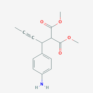 molecular formula C15H17NO4 B8428603 Dimethyl 2-[1-(4-aminophenyl)but-2-ynyl]-malonate 