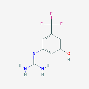 molecular formula C8H8F3N3O B8428721 Guanidine, N-[3-hydroxy-5-(trifluoromethyl)phenyl]- 