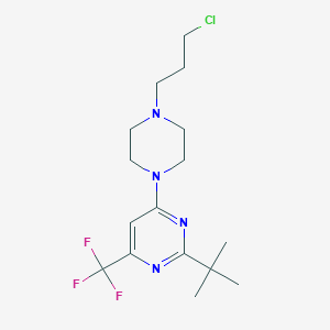 molecular formula C16H24ClF3N4 B8428746 2-Tert-butyl-4-[4-(3-chloropropyl)piperazin-1-yl]-6-(trifluoromethyl)pyrimidine 
