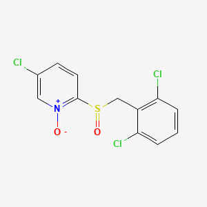 molecular formula C12H8Cl3NO2S B8428806 5-Chloro-2-[(2,6-dichlorophenyl)methanesulfinyl]-1-oxo-1lambda~5~-pyridine CAS No. 88965-60-0