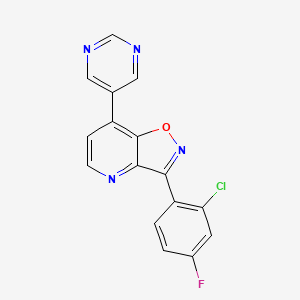 molecular formula C16H8ClFN4O B8428845 3-(2-Chloro-4-fluorophenyl)-7-(pyrimidin-5-yl)isoxazolo[4,5-b]pyridine 