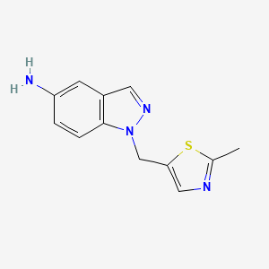 molecular formula C12H12N4S B8428871 1-[(2-methyl-1,3-thiazol-5-yl)methyl]-1H-indazol-5-amine 